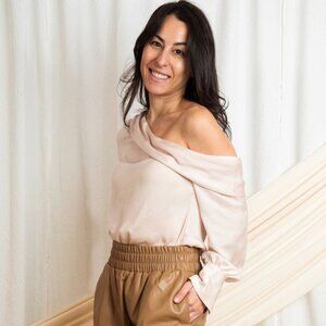 Satin Draped One Shoulder Top